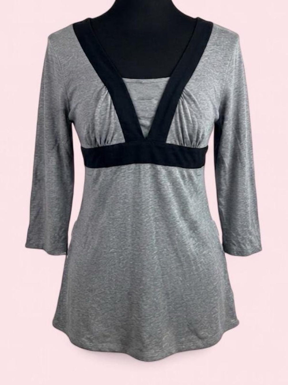 Vintage Y2K Sonoma Gray Black Contrast V-Neck Empire Waist Cami Top XL